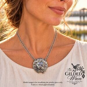 Silver Spoon Jewelry Co Lion Head Necklace Silver Plated Discontinued 18-20in